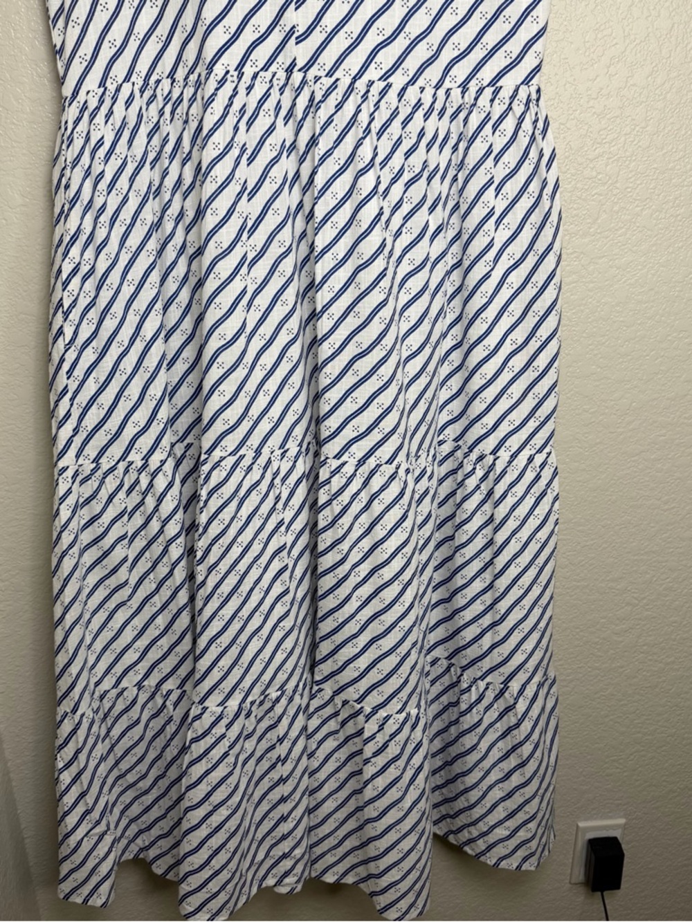 Oliphant Women’s V-Neck Dipsy Navy Long Tiered Maxi Summer Dress Size Small - Picture 6 of 11